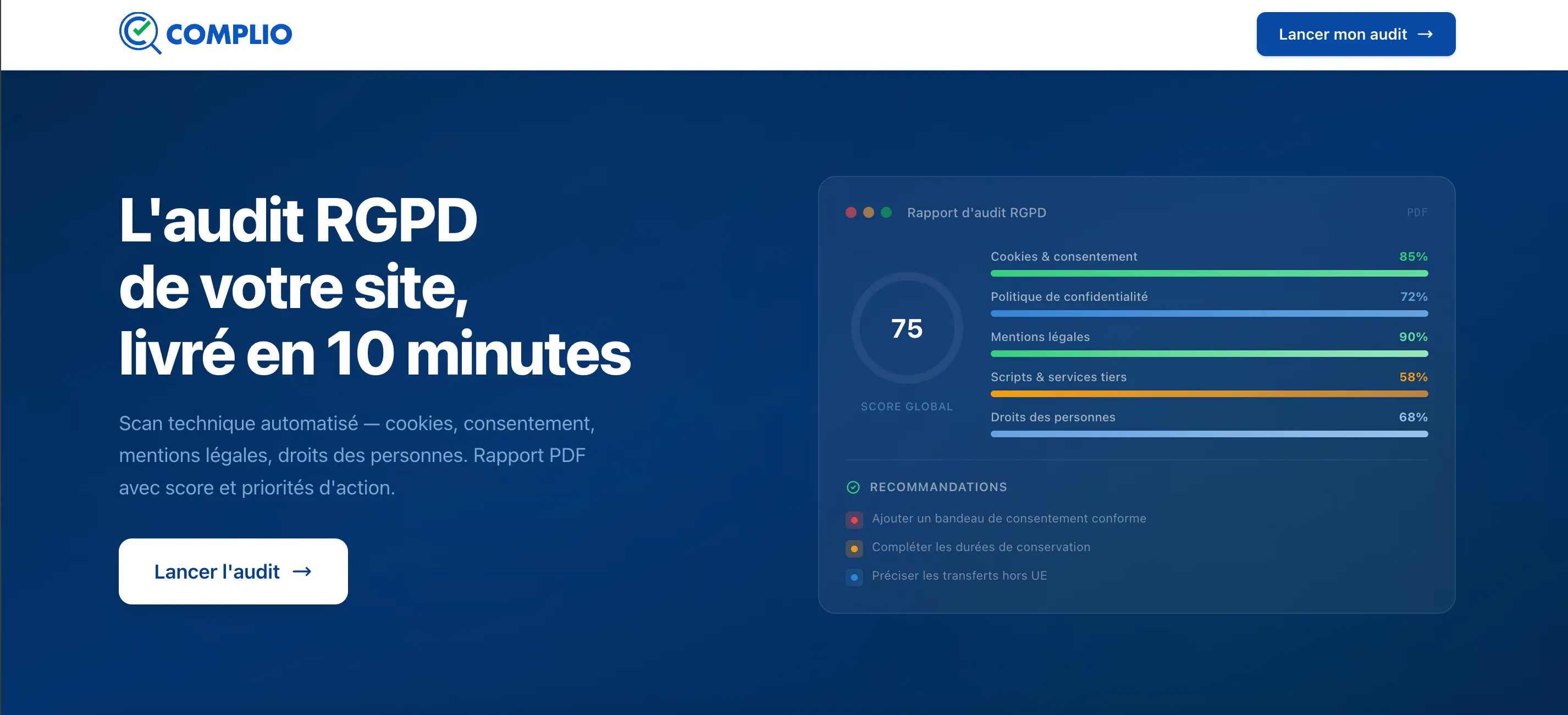 Complio — rapport d'audit